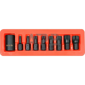 1/2" Galvučių smūginių su antgaliais rinkinys (SPLINE) (9vnt)