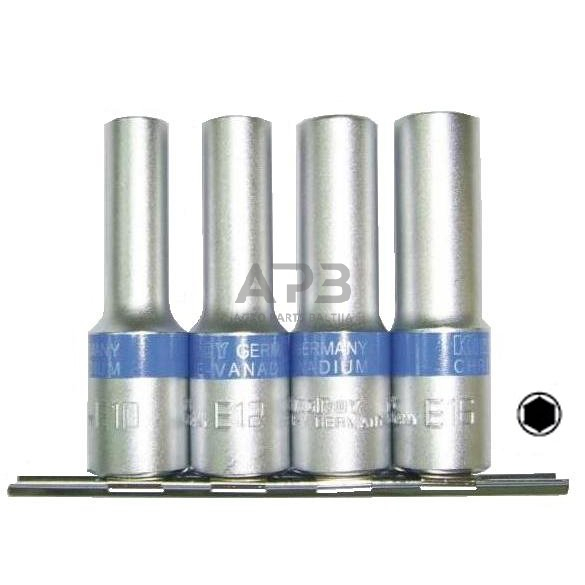 1/2" Prailgintų galvučių rinkinys 4vnt. 6-kampės