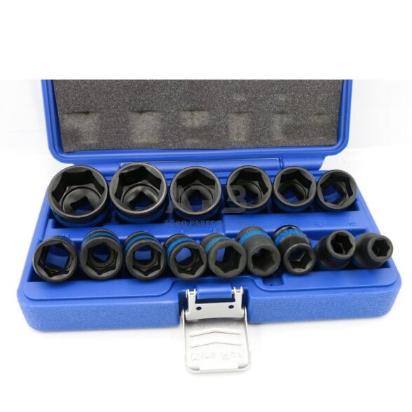 1/2" Smūginių galvučių rinkinys 15vnt. 1 1/2" Smūginių galvučių rinkinys 15vnt. 1