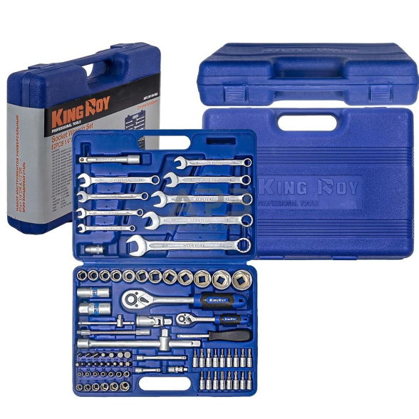 1/4" + 1/2" Galvučių ir raktų rinkinys 82vnt. 6 1/4" + 1/2" Galvučių ir raktų rinkinys 82vnt. 6