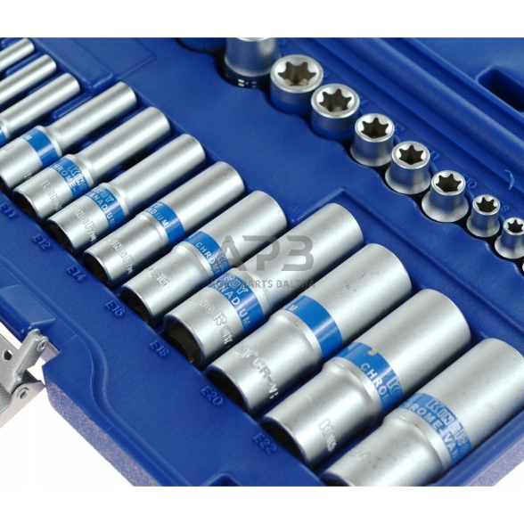 1/4" + 3/8" + 1/2" E - Galvučių rinkinys 28vnt. 2 1/4" + 3/8" + 1/2" E - Galvučių rinkinys 28vnt. 2