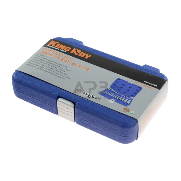 1/4" + 3/8" + 1/2" E - Galvučių rinkinys 28vnt. 3 1/4" + 3/8" + 1/2" E - Galvučių rinkinys 28vnt. 3