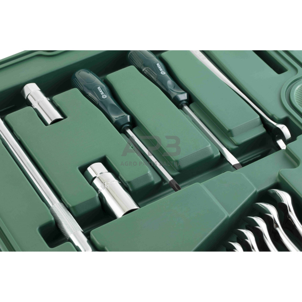 1/4" + 3/8" + 1/2" Galvučių ir raktų rinkinys 128vnt 7 1/4" + 3/8" + 1/2" Galvučių ir raktų rinkinys 128vnt 7