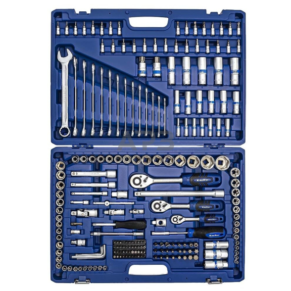 1/4" + 3/8" + 1/2" Galvučių ir raktų rinkinys 218vnt. 1