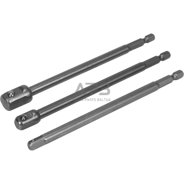 1/4"+3/8"+1/2" prailgintų adapterių suktuvui rinkinys 3vnt. 1/4"+3/8"+1/2" prailgintų adapterių suktuvui rinkinys 3vnt.