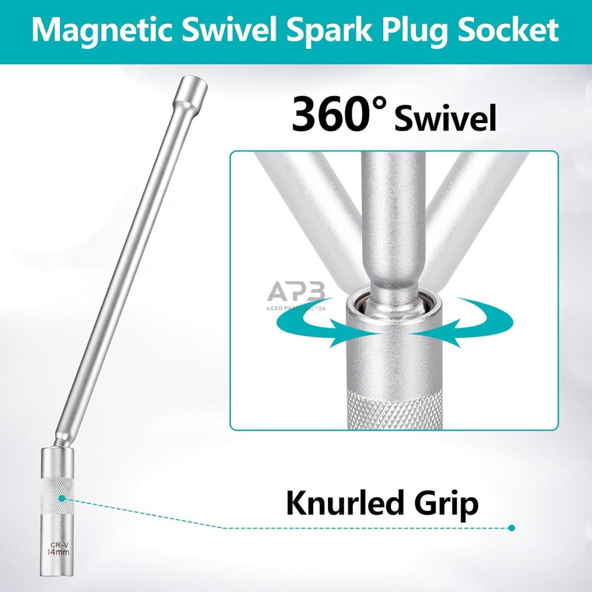 3/8'' galvutė žvakei su univers. prailg. ir magnetu 14mm (12-kampė/plonasienė) 1 3/8'' galvutė žvakei su univers. prailg. ir magnetu 14mm (12-kampė/plonasienė) 1