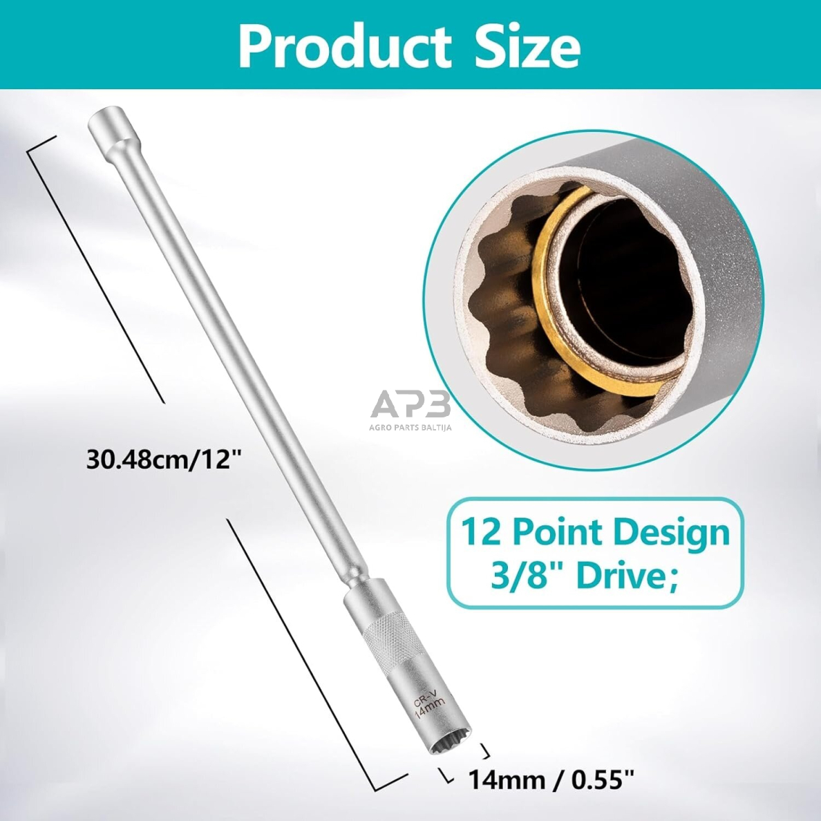 3/8'' galvutė žvakei su univers. prailg. ir magnetu 14mm (12-kampė/plonasienė) 2 3/8'' galvutė žvakei su univers. prailg. ir magnetu 14mm (12-kampė/plonasienė) 2