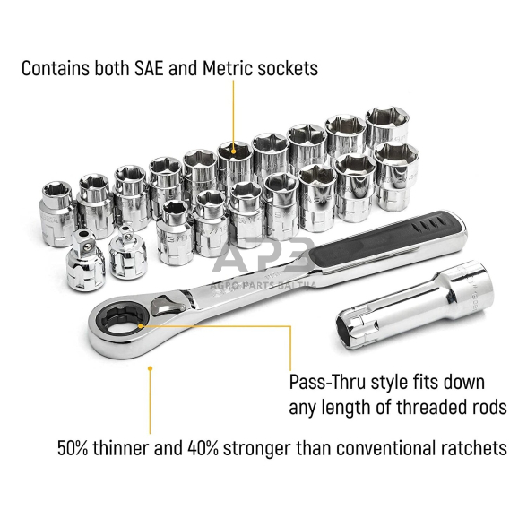3/8" Galvučių rinkinys 21vnt. 2 3/8" Galvučių rinkinys 21vnt. 2