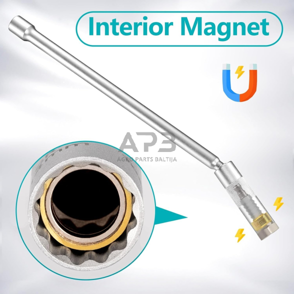 3/8'' galvutė žvakei su univers. prailg. ir magnetu 14mm (12-kampė/plonasienė) 3 3/8'' galvutė žvakei su univers. prailg. ir magnetu 14mm (12-kampė/plonasienė) 3