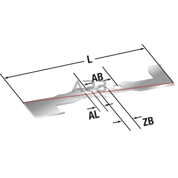 Mulčiuojantis peilis universalus 480 mm pjaunamosios plotis 18 (45 cm), centrinė skylė 20,5 mm + keturios poveržlės 10 mm, 16 mm, 17 mm, 18 mm 1