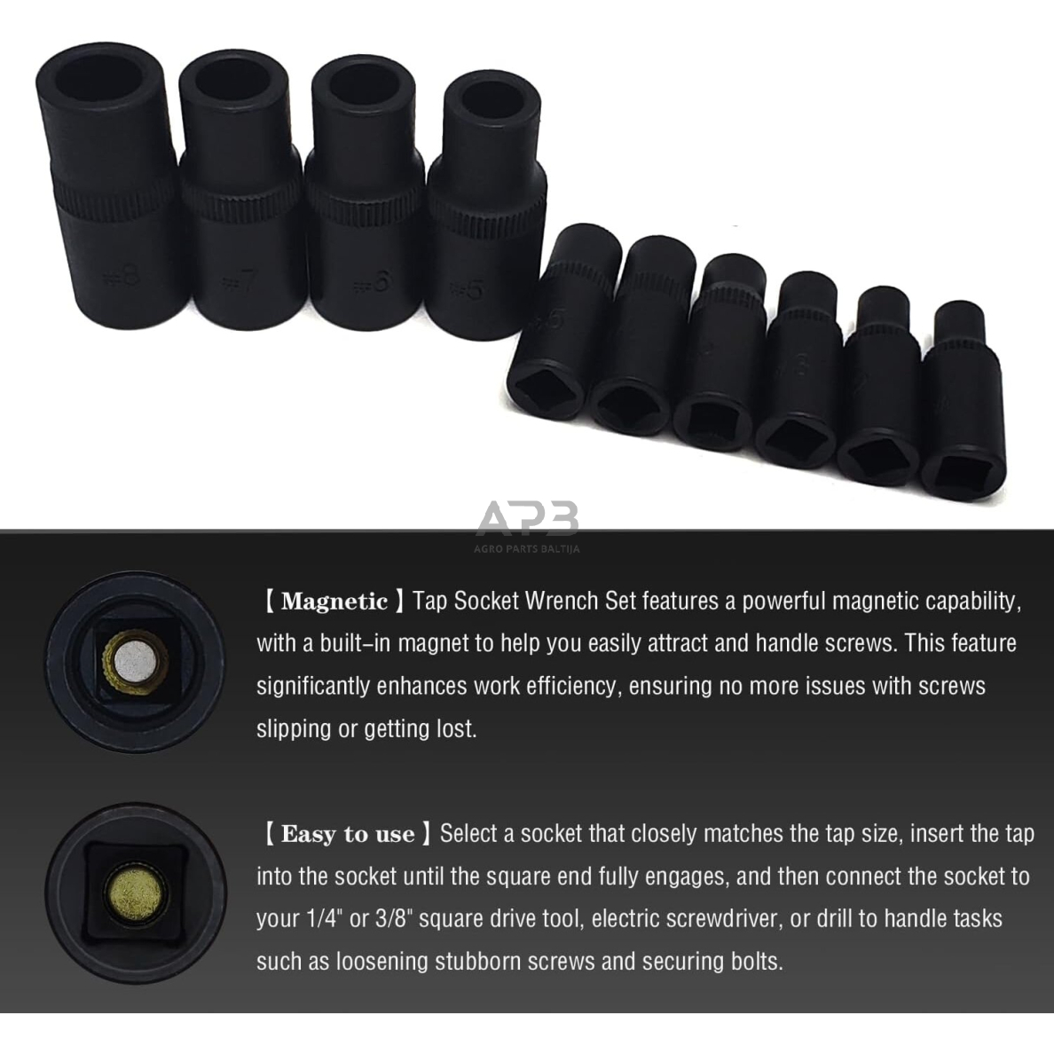 Adapterių rinkinys sriegikliams 1/4", 3/8 10vnt. 3