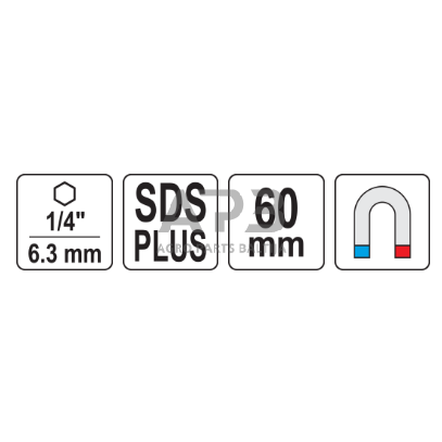 Adapteris griebtuvui SDS+ - 1/4" (HEX) 3