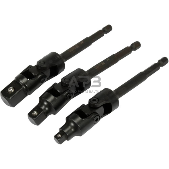 Adapterių suktuvui šarnyrinių rink. 1/4"+3/8"+1/2" (3vnt) 125mm 2 Adapterių suktuvui šarnyrinių rink. 1/4"+3/8"+1/2" (3vnt) 125mm 2