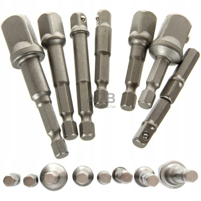 Adapterių suktuvui rinkinys 1/4"+3/8"+1/2" (8vnt) Adapterių suktuvui rinkinys 1/4"+3/8"+1/2" (8vnt)