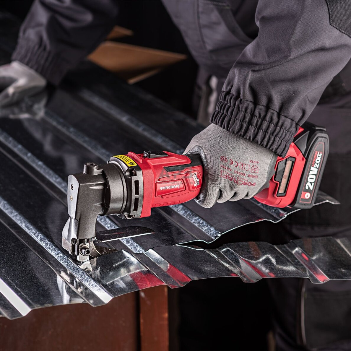 Akumuliatorinės skardos kirpimo žirklės 20V LI-ION 14