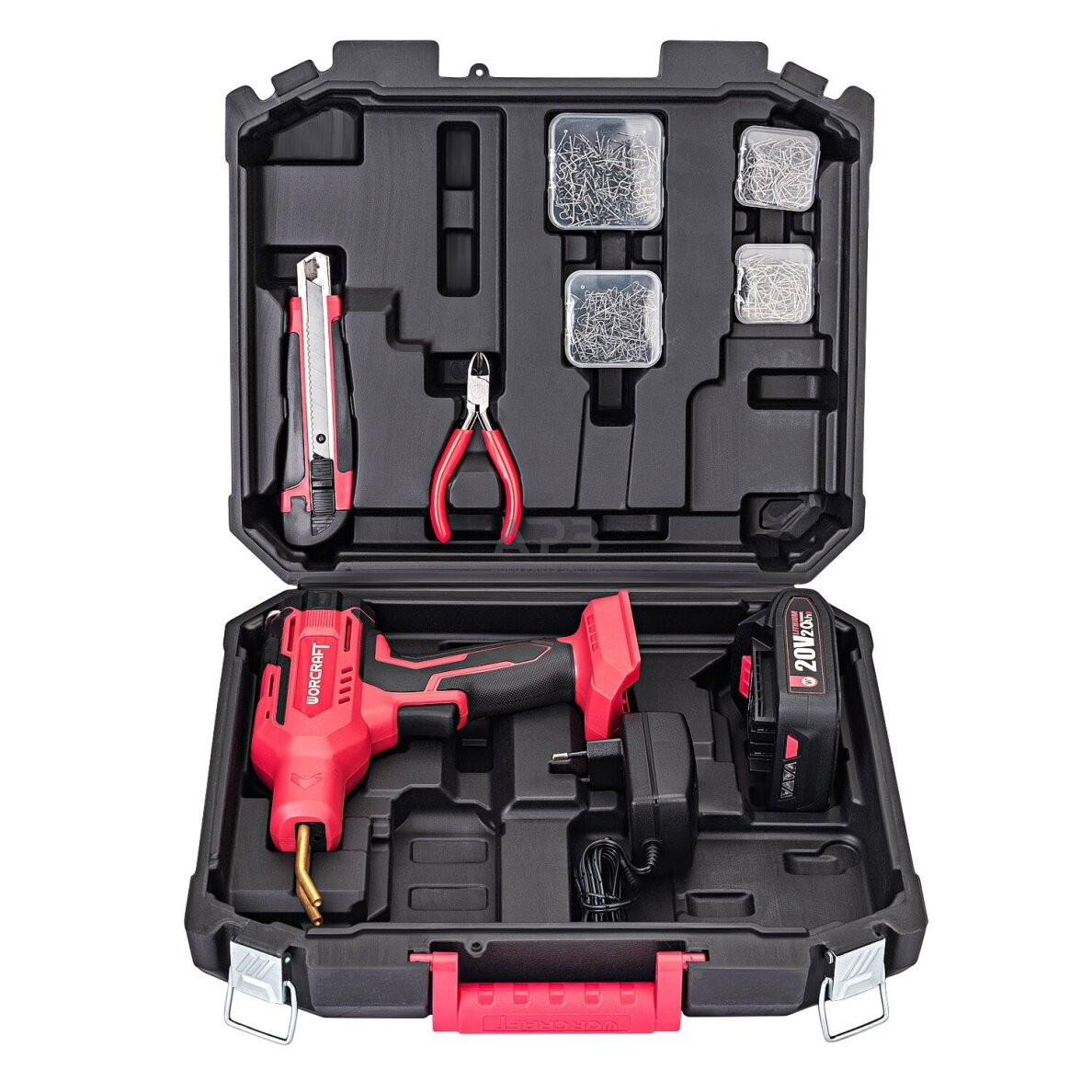 Akumuliatorinis plastiko suvirinimo aparatas plastikinėje dėžėje 20V LI-ION 4 Akumuliatorinis plastiko suvirinimo aparatas plastikinėje dėžėje 20V LI-ION 4