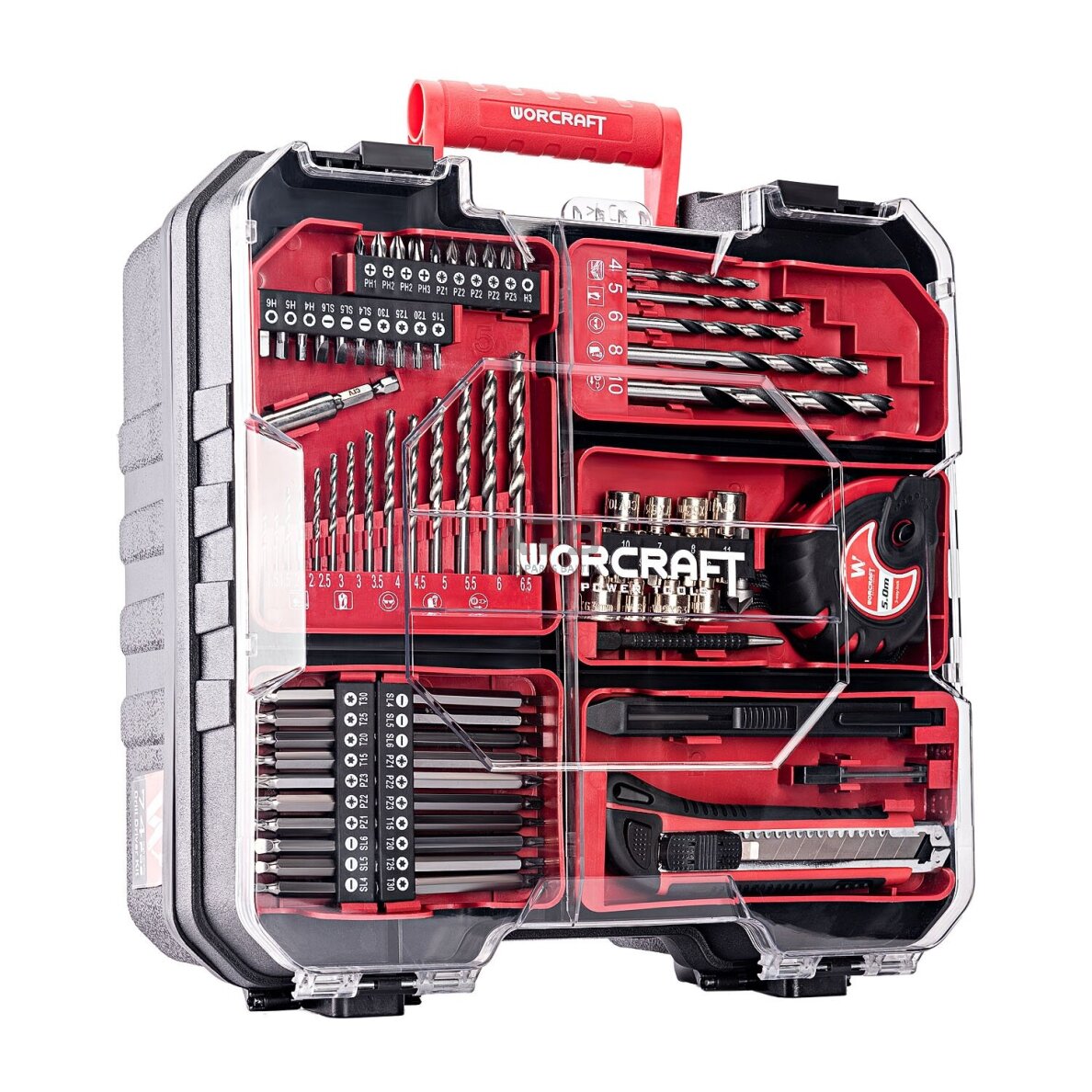 Akumuliatorinis suktuvas-gręžtuvas su kalimu 20V LI-ION ir priedais 74vnt., 2x2.0Ah 2 Akumuliatorinis suktuvas-gręžtuvas su kalimu 20V LI-ION ir priedais 74vnt., 2x2.0Ah 2