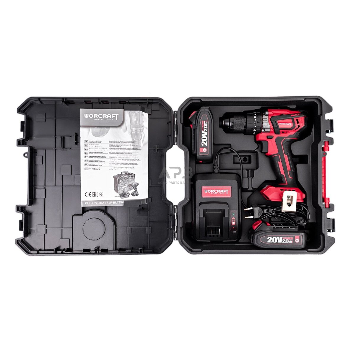 Akumuliatorinis suktuvas-gręžtuvas su kalimu 20V LI-ION ir priedais 74vnt., 2x2.0Ah 4