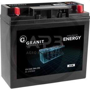 Akumuliatorius traktoriui Granit 12 V / 22 Ah 181 x 76 x 167 mm