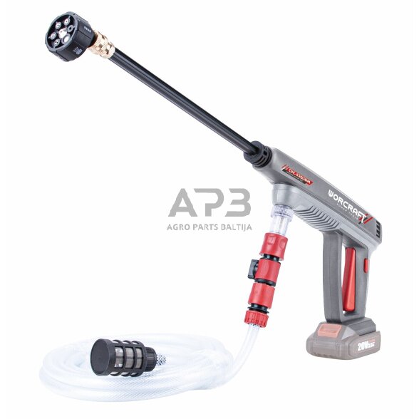 Akumuliatorinis aukšto slėgio plovimo pistoletas su plastikine dėže 20V LI-ION 2.0Ah Akumuliatorinis aukšto slėgio plovimo pistoletas su plastikine dėže 20V LI-ION 2.0Ah