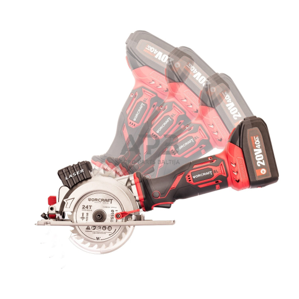 Akumuliatorinis diskinis pjūklas 115mm su lazeriu 20V LI-ION 5