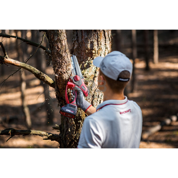 Akumuliatorinis grandininis mini pjūklas su plastikine dėže 20V LI-ION 7 Akumuliatorinis grandininis mini pjūklas su plastikine dėže 20V LI-ION 7