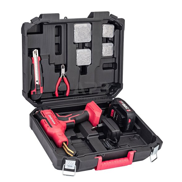 Akumuliatorinis plastiko suvirinimo aparatas plastikinėje dėžėje 20V LI-ION 5 Akumuliatorinis plastiko suvirinimo aparatas plastikinėje dėžėje 20V LI-ION 5