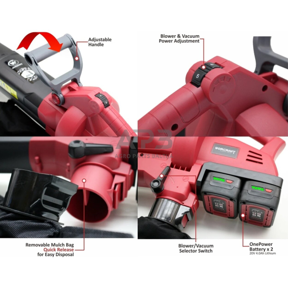 Akumuliatorinis siurblys-pūstuvas 40V (20V+20V) LI-ION 4 Akumuliatorinis siurblys-pūstuvas 40V (20V+20V) LI-ION 4