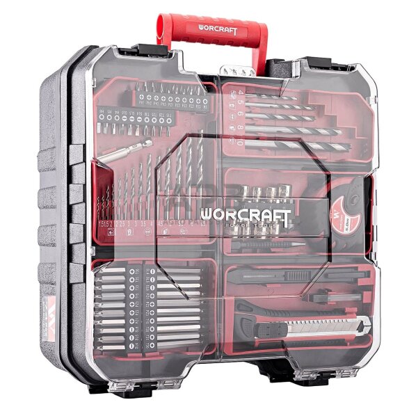 Akumuliatorinis suktuvas-gręžtuvas su kalimu 20V LI-ION ir priedais 74vnt., 2x2.0Ah 3 Akumuliatorinis suktuvas-gręžtuvas su kalimu 20V LI-ION ir priedais 74vnt., 2x2.0Ah 3