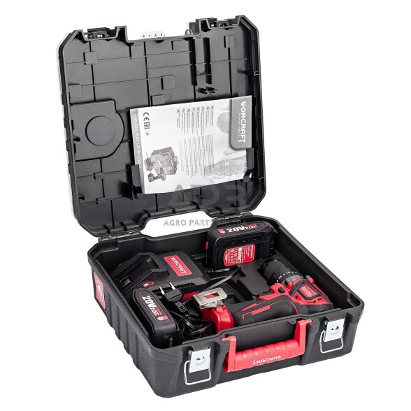 Akumuliatorinis suktuvas-gręžtuvas su kalimu 20V LI-ION ir priedais 74vnt., 2x2.0Ah 5 Akumuliatorinis suktuvas-gręžtuvas su kalimu 20V LI-ION ir priedais 74vnt., 2x2.0Ah 5