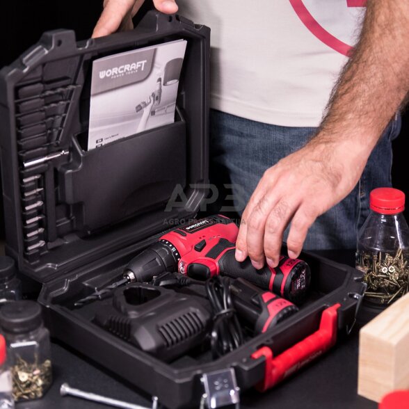 Akumuliatorinis suktuvas-gręžtuvas su priedais plastikine deže 12V LI-ION 16 Akumuliatorinis suktuvas-gręžtuvas su priedais plastikine deže 12V LI-ION 16