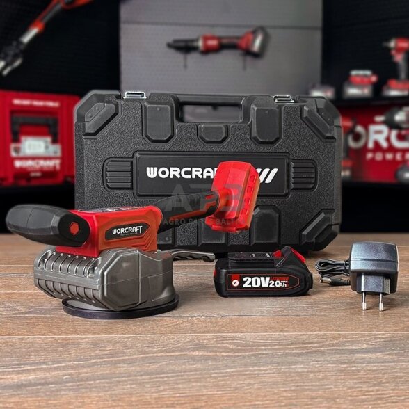 Akumuliatorinis vibracinis įrankis plytelėms su plastikine dėže 20V 2.0Ah 10