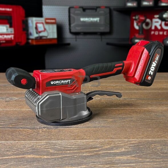 Akumuliatorinis vibracinis įrankis plytelėms su plastikine dėže 20V 2.0Ah 9