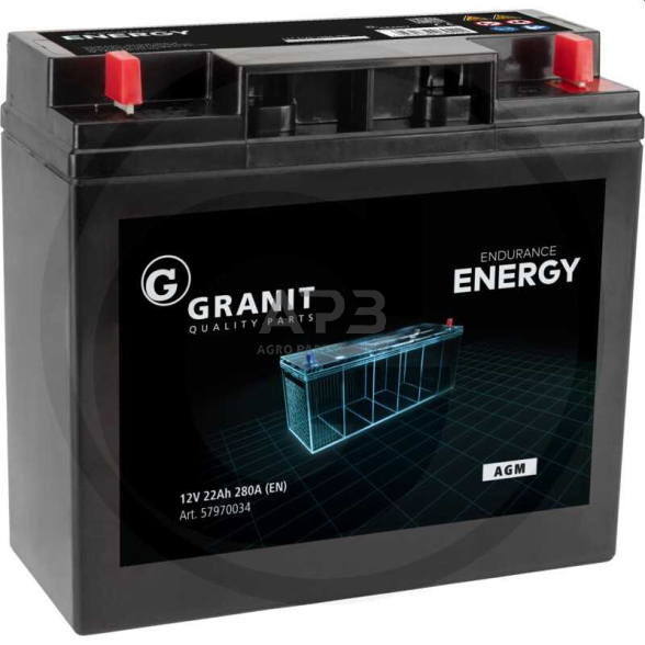 Akumuliatorius traktoriui Granit 12 V / 22 Ah 181 x 76 x 167 mm Akumuliatorius traktoriui Granit 12 V / 22 Ah 181 x 76 x 167 mm
