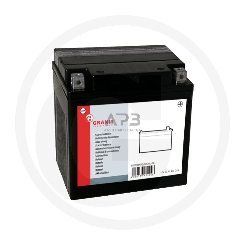 Akumuliatorius traktoriukams Granit 12 V / 30 Ah 166 x 126 x 175 mm Akumuliatorius traktoriukams Granit 12 V / 30 Ah 166 x 126 x 175 mm