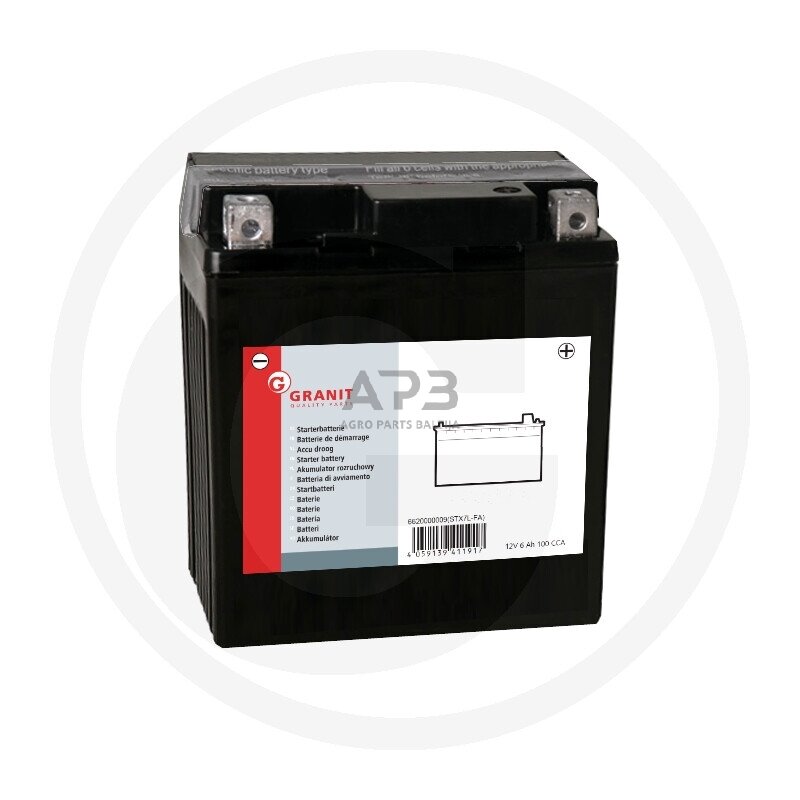 Akumuliatorius traktoriukams Granit 12 V / 6 Ah 114 x 71 x 130 mm Akumuliatorius traktoriukams Granit 12 V / 6 Ah 114 x 71 x 130 mm