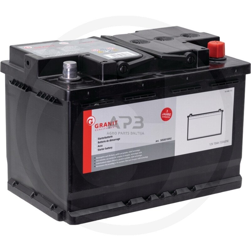 Akumuliatorius traktoriui Granit 12 V / 70 Ah 278 x 175 x 190 mm Akumuliatorius traktoriui Granit 12 V / 70 Ah 278 x 175 x 190 mm