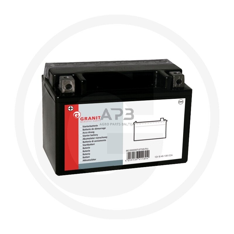 Akumuliatorius traktoriukams Granit 12 V / 8 Ah 151 x 88 x 107 mm Akumuliatorius traktoriukams Granit 12 V / 8 Ah 151 x 88 x 107 mm