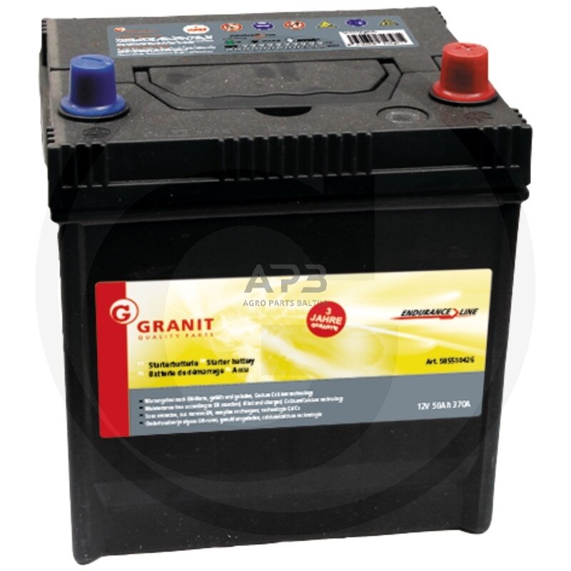 Akumuliatorius traktoriui Granit Endurance Line 12 V / 50 Ah 202 x 173 x 225 mm Akumuliatorius traktoriui Granit Endurance Line 12 V / 50 Ah 202 x 173 x 225 mm