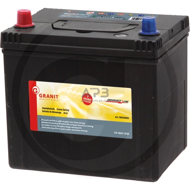 Akumuliatorius traktoriui Granit Endurance Line 12 V / 60 Ah 232 x 173 x 225 mm 00580-56069, 0058056069 Akumuliatorius traktoriui Granit Endurance Line 12 V / 60 Ah 232 x 173 x 225 mm 00580-56069, 0058056069