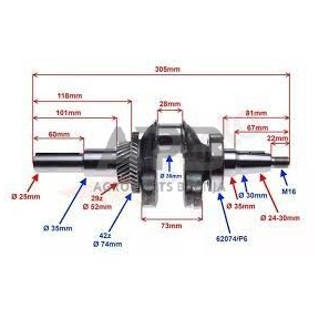 Alkūninis velenas HONDA GX390 25 mm. 13310-ZF6-W21, 13310ZF6W21