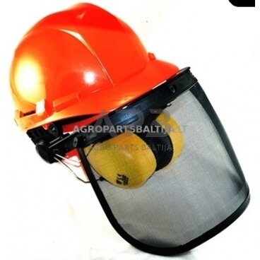 Apsauginis šalmas su ausinėmis ir tinkleliu Apsauginis šalmas su ausinėmis ir tinkleliu