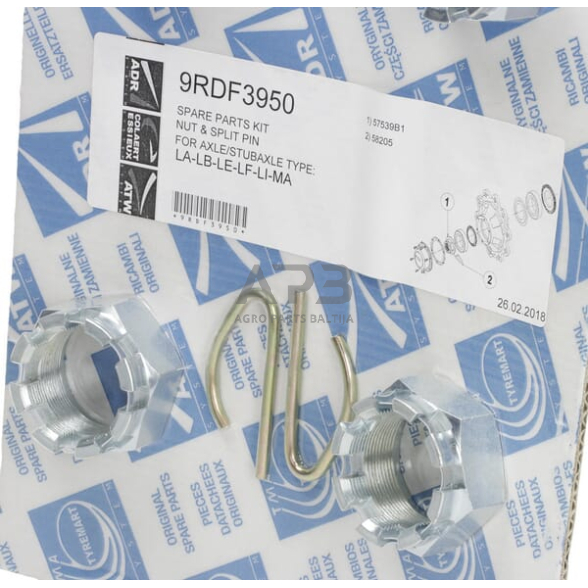 Ašies veržlių komplektas 39x1,5 ADR 9RDF3950 1 Ašies veržlių komplektas 39x1,5 ADR 9RDF3950 1