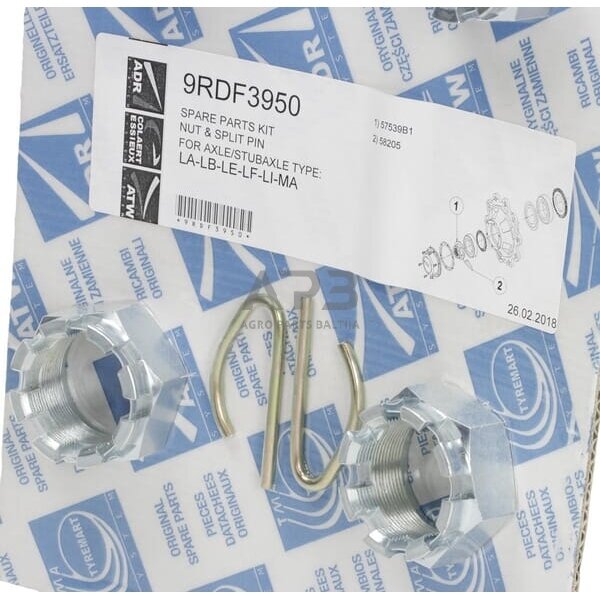 Ašies veržlių komplektas 39x1,5 ADR 9RDF3950 1 Ašies veržlių komplektas 39x1,5 ADR 9RDF3950 1