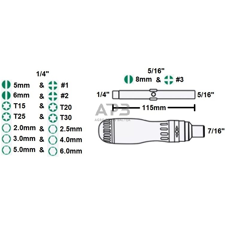 Atsuktuvas su keičiamais antgaliais (19vnt) 5 Atsuktuvas su keičiamais antgaliais (19vnt) 5