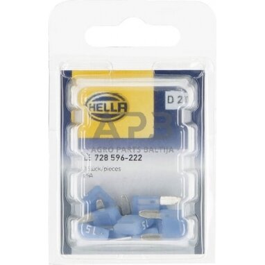 Automobilio saugiklis Mini 32V, 15A, 16.3mm 10x Hella 8JS728596222 4 Automobilio saugiklis Mini 32V, 15A, 16.3mm 10x Hella 8JS728596222 4