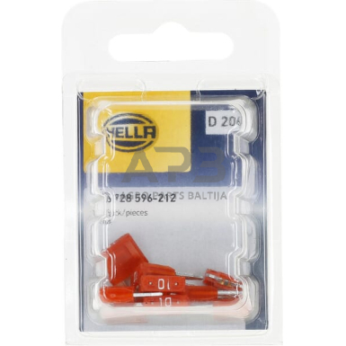 Automobilio saugiklis Mini 32V, 10A, 16.3mm 10x Hella 8JS728596212 4 Automobilio saugiklis Mini 32V, 10A, 16.3mm 10x Hella 8JS728596212 4