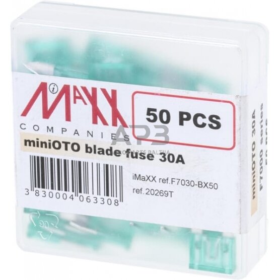 Automobilio saugiklis Mini 32V, 30A, 16.3mm 50x iMaXX SI20269 3 Automobilio saugiklis Mini 32V, 30A, 16.3mm 50x iMaXX SI20269 3