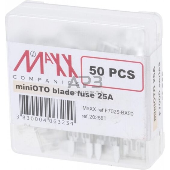 Automobilio saugiklis Mini 32V, 25A, 16.3mm 50x iMaXX SI20268 3 Automobilio saugiklis Mini 32V, 25A, 16.3mm 50x iMaXX SI20268 3