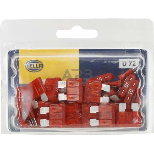 Automobilio saugiklis standartinis 32V, 10A, 18.6mm 50x Hella 8JS711686002 4 Automobilio saugiklis standartinis 32V, 10A, 18.6mm 50x Hella 8JS711686002 4